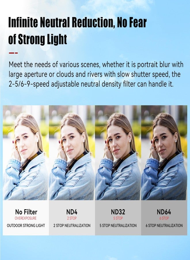 7artisans True Color VND Adjustable Neutral Density Filter 2-5 Levels/6-9 Levels Adjustable VND67mm/72mm/77mm/82mm Neutral Density Polarized Filter for Camera Lens Movie Video Filter Portrait - Image 3