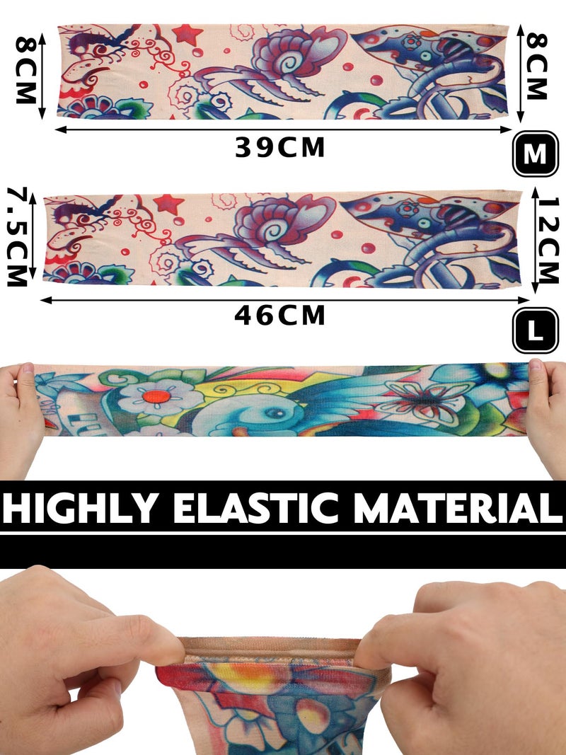 Boao 20 Pcs Men's Cooling Arm Sleeves Long Fingerless Arm Cover Anti Slip UV Protection Sports Temporary Tattoo Sleeves(Delicate Style,Medium) - Image 3