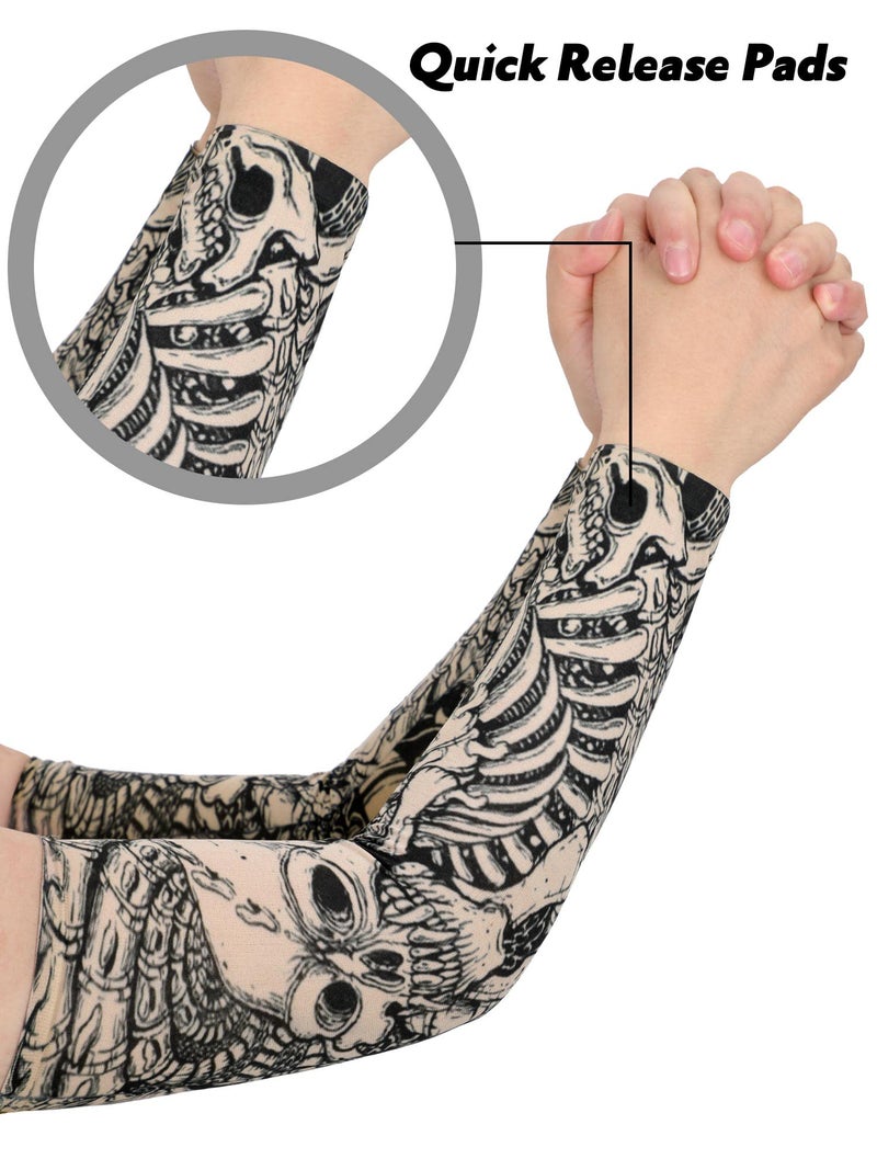 Boao 20 Pcs Men's Cooling Arm Sleeves Long Fingerless Arm Cover Anti Slip UV Protection Sports Temporary Tattoo Sleeves(Delicate Style,Medium) - Image 4