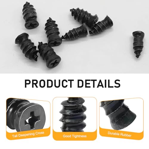 Qurbuns 60 PCS Tire Repair Rubber Nails, Rubber Vacuum Tire Repair Kits, Spiral Tire Screw Plugs, Universal Self-Service Tool for Car Motorcycle Truck Tire Puncture Repair (Black) - Image 3