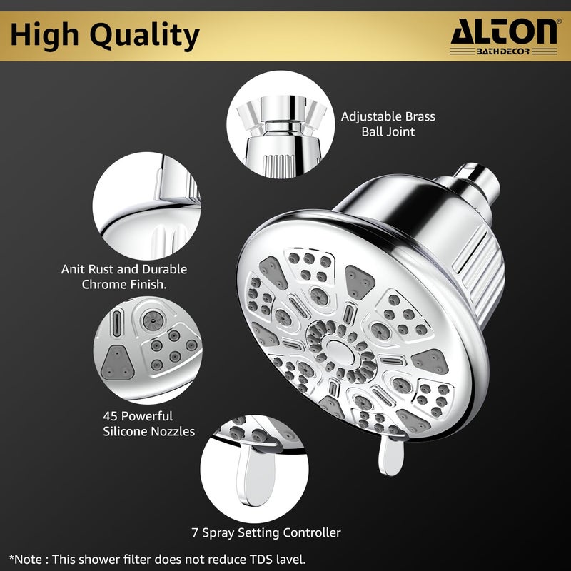 Alton ALTON FLT40500 5Inch 7Function 15Stage Shower Filter for Hard Water Bathroom Water Softener Silver Shower Head Filter - Image 5
