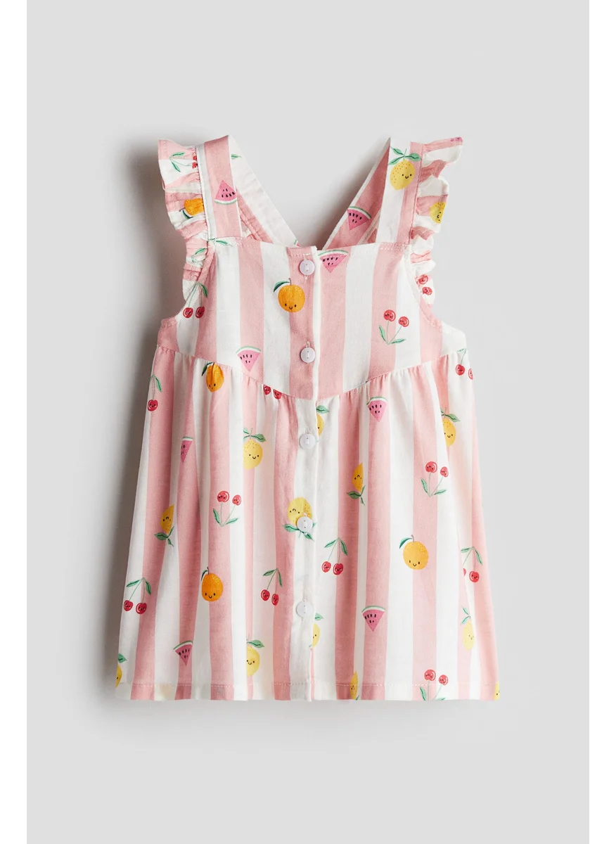 H&M Flounce-Trimmed Cotton Dress