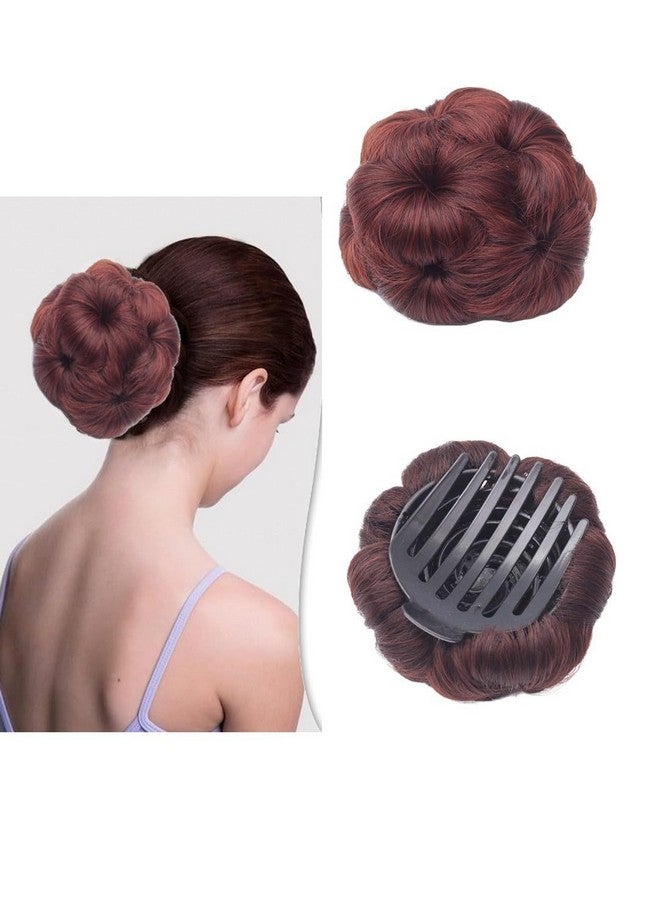 Samyak Hair Bun Synthetic Readymade Hair Juda For Party Hairstyle Hair Volumizer Clamp Claw Bun Hair Extensions & Wigs (Burgundy) - Image 1