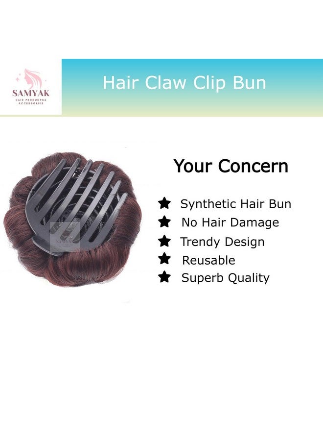Samyak Hair Bun Synthetic Readymade Hair Juda For Party Hairstyle Hair Volumizer Clamp Claw Bun Hair Extensions & Wigs (Burgundy) - Image 5
