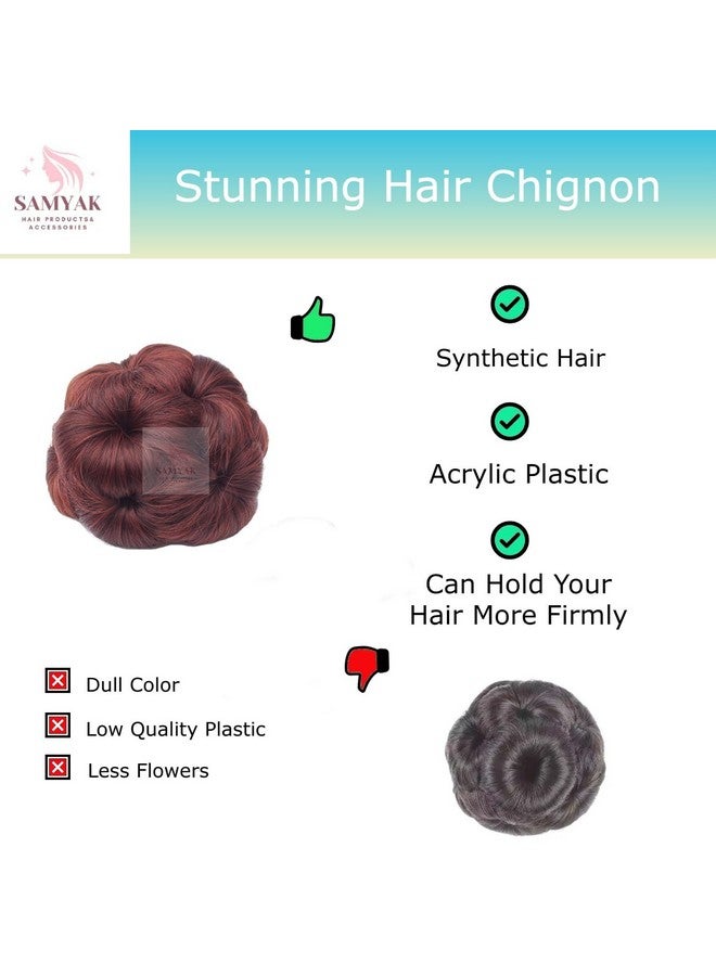 Samyak Hair Bun Synthetic Readymade Hair Juda For Party Hairstyle Hair Volumizer Clamp Claw Bun Hair Extensions & Wigs (Burgundy) - Image 3