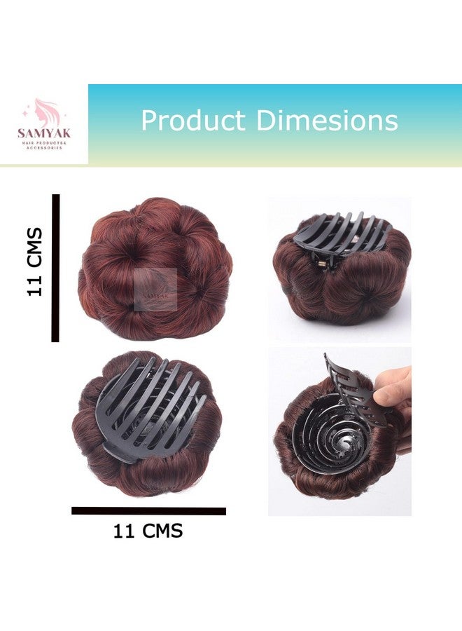 Samyak Hair Bun Synthetic Readymade Hair Juda For Party Hairstyle Hair Volumizer Clamp Claw Bun Hair Extensions & Wigs (Burgundy) - Image 2
