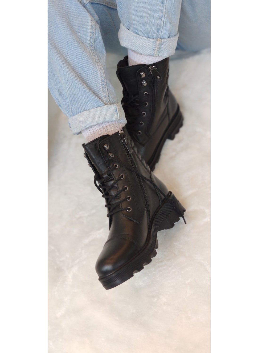 VOYAGER Leather Black Boots - Black - 38 - St00540-Black-38  - Image 3