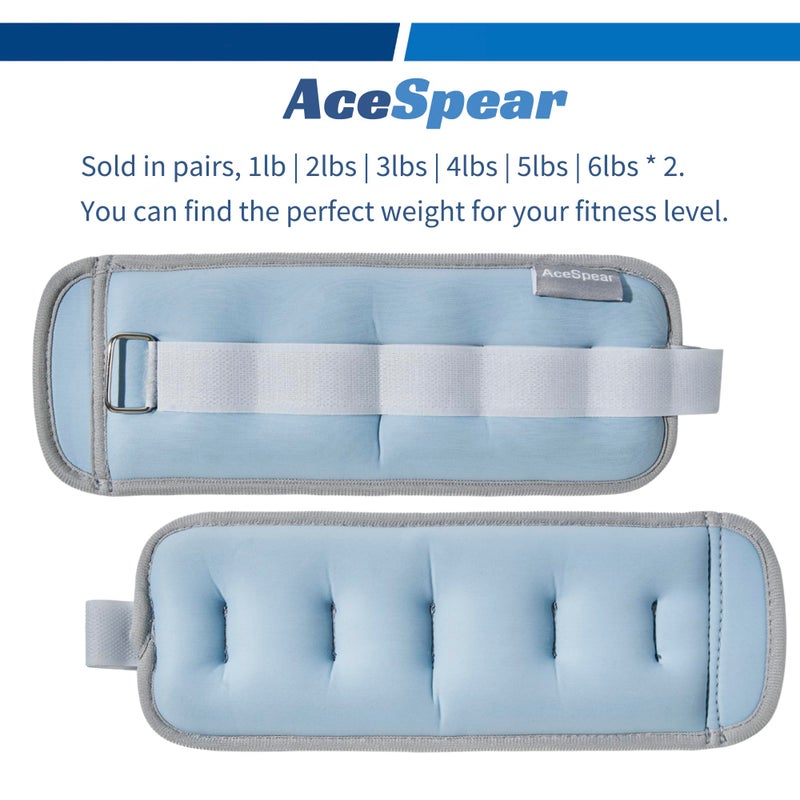 AceSpear Ankle Weights for Men Women Wrist Weights 2 * 1lb 2lbs 3lbs 4lbs 5lbs 6lbs Leg Weights Sandbags Kids Arm Hand Weights for Fitness Walking Running Gym - Image 2