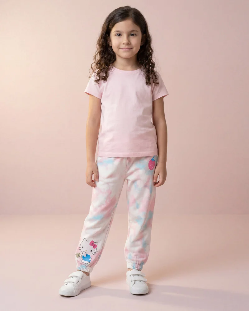 Redtag Girls Assorted Hello Kitty Tie-Dye Allover Print Track Pants