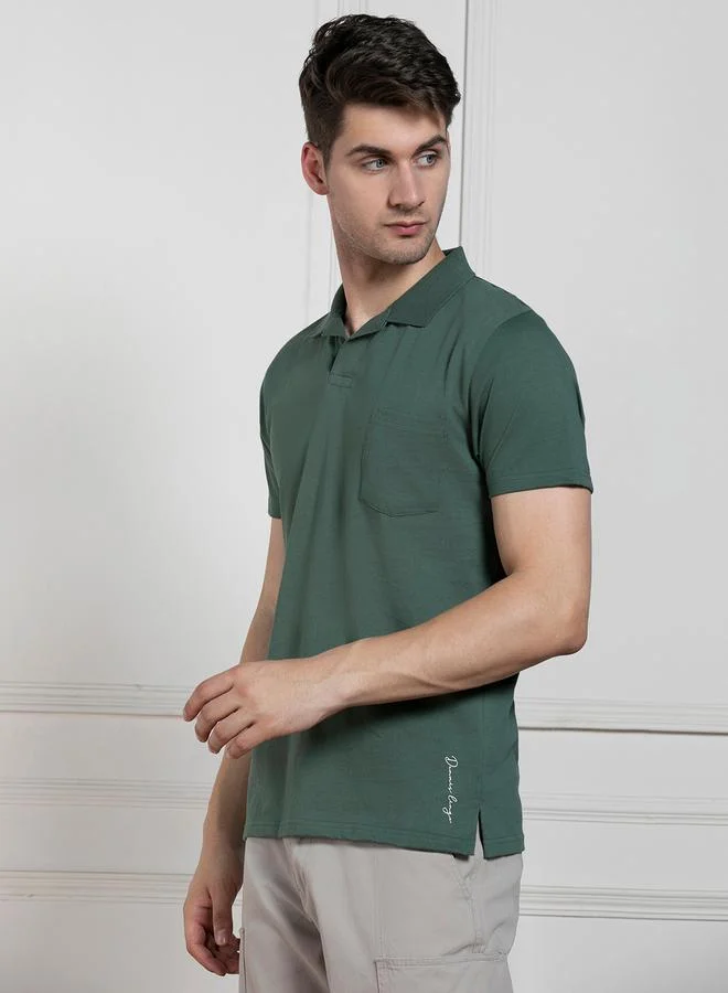 Dennis Lingo Regular Fit Solid Polo with Patch Pocket by Styli