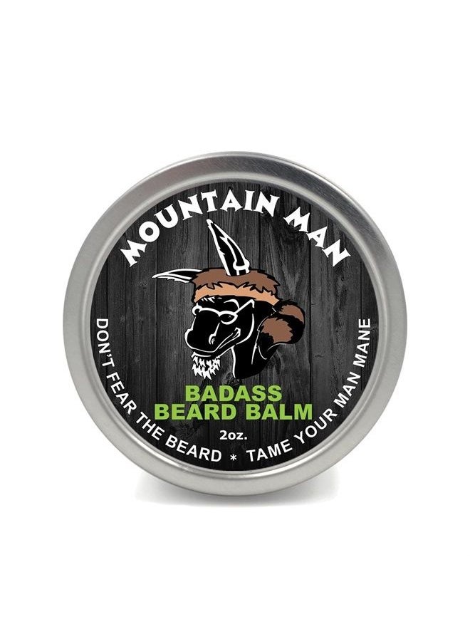 Badass Beard Care - Beard Balm - Mountain Man Scent, 2 Ounce - All Natural Ingredients, Keeps Beard and Mustache Full, Soft and Healthy, Reduce Itchy and Flaky Skin, Promote Healthy Growth - Image 1