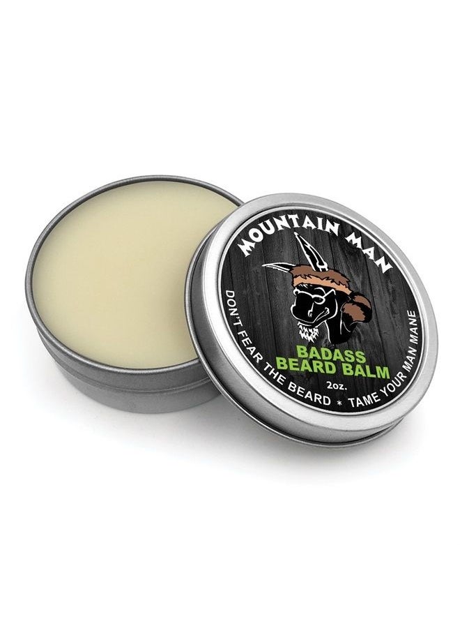 Badass Beard Care - Beard Balm - Mountain Man Scent, 2 Ounce - All Natural Ingredients, Keeps Beard and Mustache Full, Soft and Healthy, Reduce Itchy and Flaky Skin, Promote Healthy Growth - Image 1