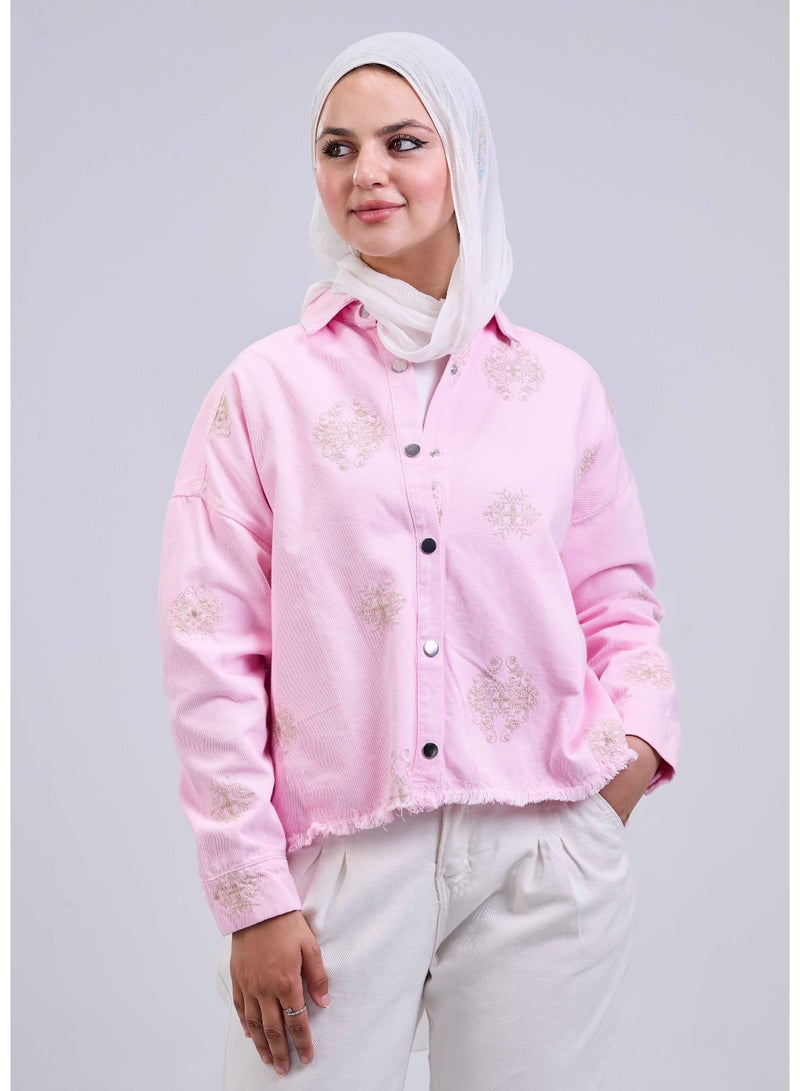 شيب ماستر جاكيت جبردين حريمي بكسرات خفيفة وزراير كبس – ستايل كاجوال عملي  - Image 5