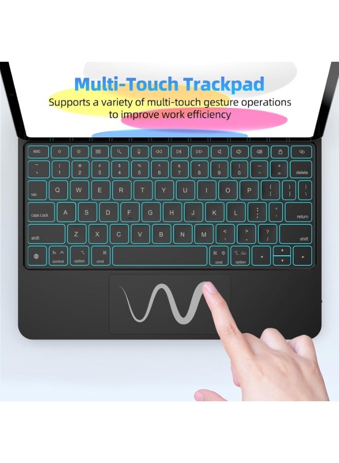 زيترا حماية لوحة المفاتيح العربية والإنجليزية ، مناسبة لـ iPad 11 بوصة (A16 ، 2025) / iPad الجيل العاشر 10.9 " (2022) حماية لوحة المفاتيح المغناطيسية على الطراز السحري مع لوحة لمس متعددة اللمس - Image 3