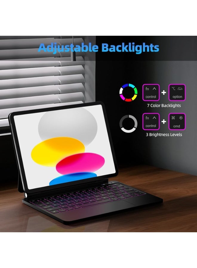 زيترا حماية لوحة المفاتيح العربية والإنجليزية ، مناسبة لـ iPad 11 بوصة (A16 ، 2025) / iPad الجيل العاشر 10.9 " (2022) حماية لوحة المفاتيح المغناطيسية على الطراز السحري مع لوحة لمس متعددة اللمس - Image 4