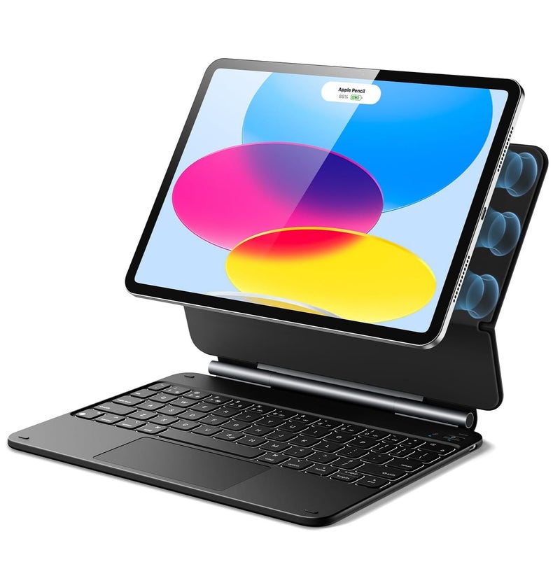 زيترا حماية لوحة المفاتيح العربية والإنجليزية ، مناسبة لـ iPad 11 بوصة (A16 ، 2025) / iPad الجيل العاشر 10.9 " (2022) حماية لوحة المفاتيح المغناطيسية على الطراز السحري مع لوحة لمس متعددة اللمس - Image 1