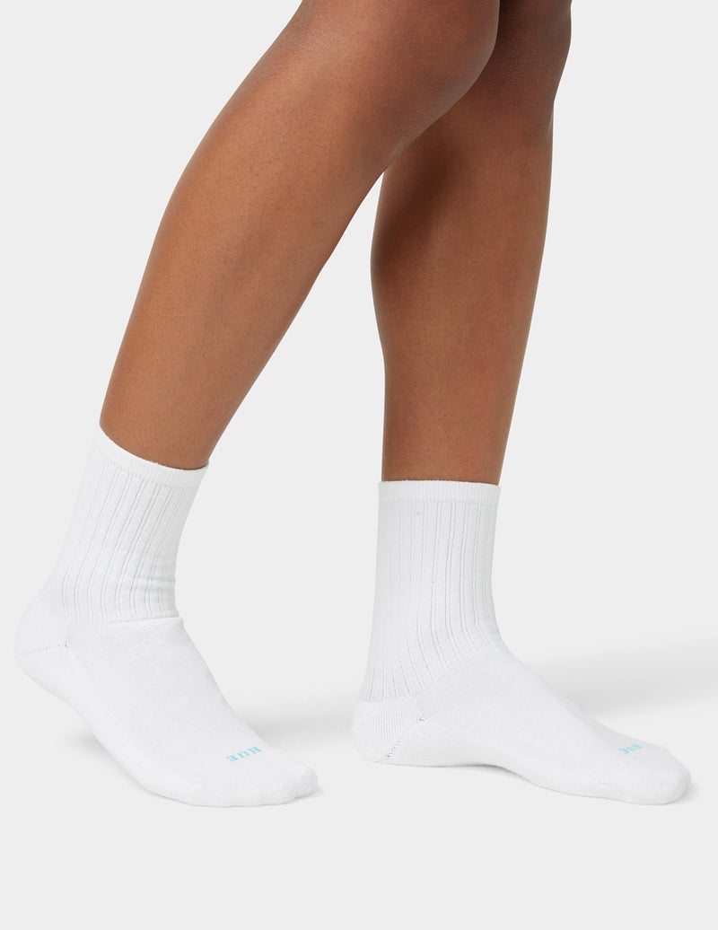 HUE Women's Air Cushion Crew Sock 3 Pair Pack, White, One Size - Image 4