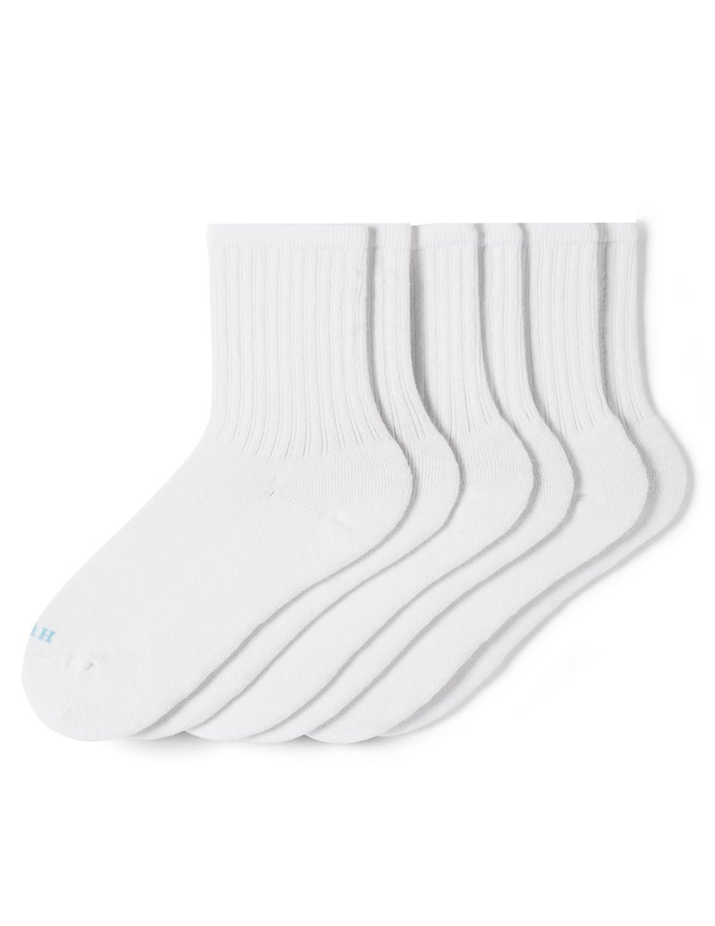 HUE Women's Air Cushion Crew Sock 3 Pair Pack, White, One Size - Image 3