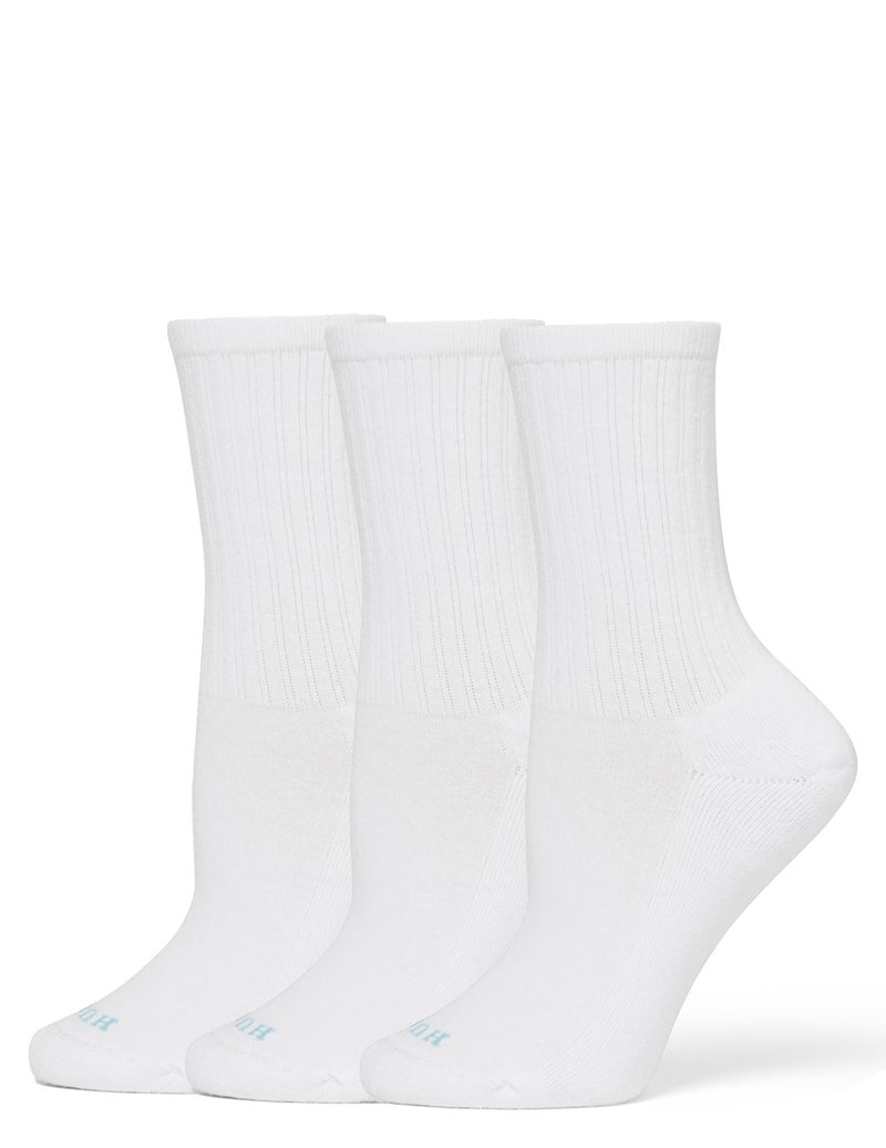 HUE Women's Air Cushion Crew Sock 3 Pair Pack, White, One Size - Image 1