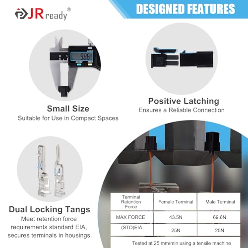 JRready Molex Micro-fit 3.0 Connector Kit 2 4 6 Circults MX3.0 Power Plug Receptacle 43020 Series 20-24AWG Wire Crimp Terminals 43031 Series Pins Sockets Connectors 3.0mm Pitch 196Pcs ST6516 - Image 4