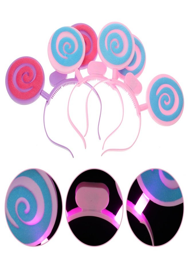 أموسفون عصابة رأس Amosfun مكونة من 3 قطع على شكل مصاصة متوهجة مبتكرة، عصابة رأس على شكل مصاصة، طوق شعر للأولاد والبنات - Image 2