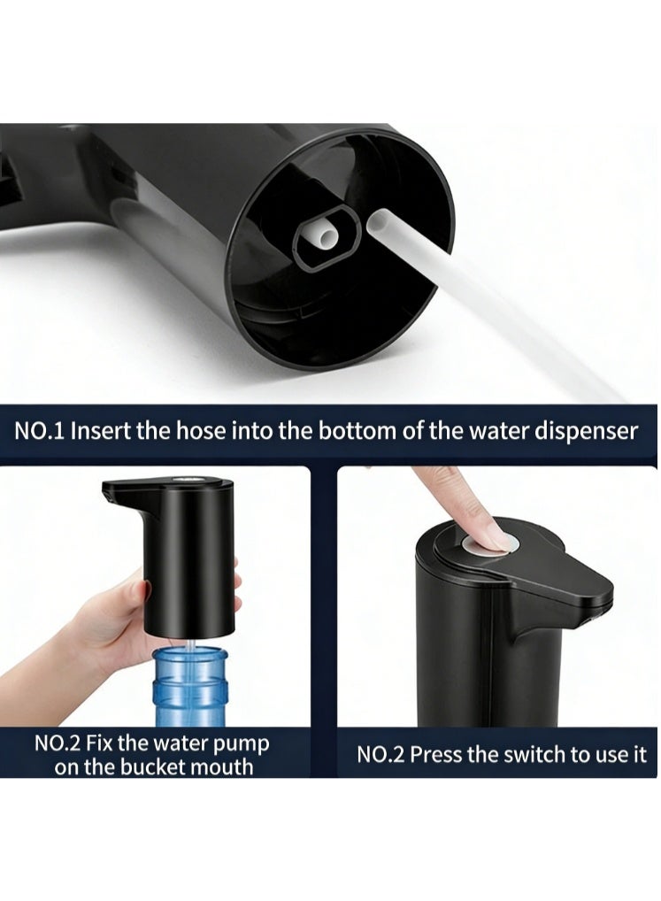 5-Gallon (Approximately 15.7 Liters) Automatic Drinking Portable Water Dispenser, Universal Electric Water Bottle Pump, Usb Charging Water Dispenser, Portable Water Dispenser, Suitable For Family Camping, Black - Image 3