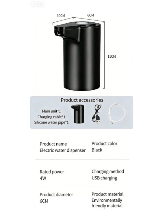 5-Gallon (Approximately 15.7 Liters) Automatic Drinking Portable Water Dispenser, Universal Electric Water Bottle Pump, Usb Charging Water Dispenser, Portable Water Dispenser, Suitable For Family Camping, Black - Image 2