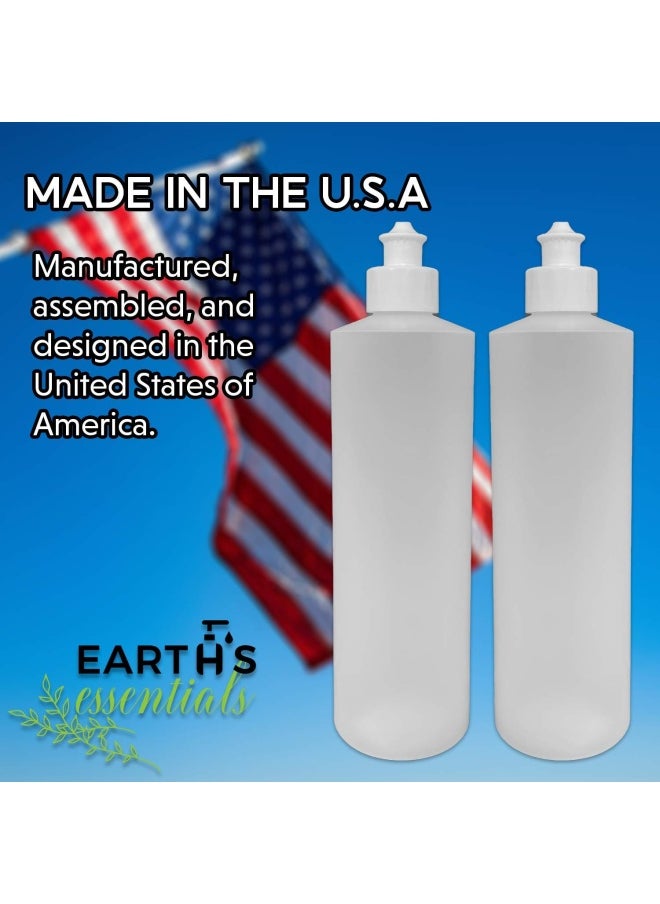 Earth's Essentials 2 Pack Refillable 16 Ounce Hdpe Squeeze Bottles With Push Pull Button Top Dispenser Caps-Great For Lotions Shampoos Conditioners And Massage Oils From Earth S Essentials White Cap  - Image 4