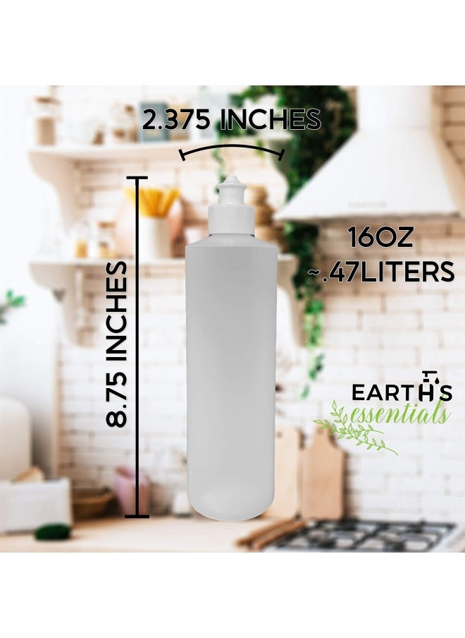 Earth's Essentials 2 Pack Refillable 16 Ounce Hdpe Squeeze Bottles With Push Pull Button Top Dispenser Caps-Great For Lotions Shampoos Conditioners And Massage Oils From Earth S Essentials White Cap  - Image 3