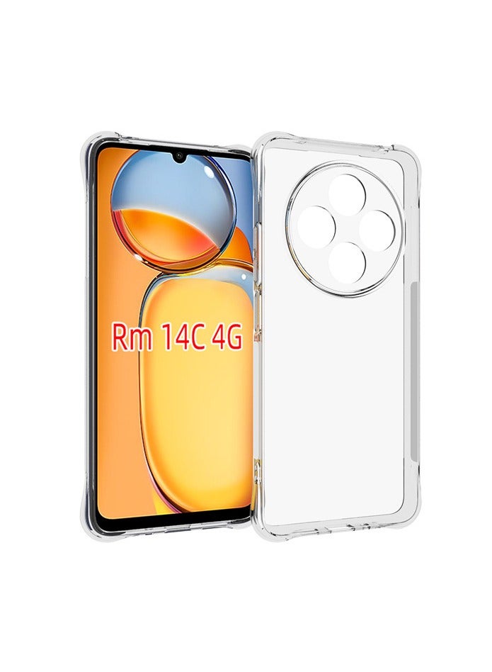 حالة لـ Redmi 14C 4G / Xiaomi POCO C75 4G واضحة TPU أربع زوايا غطاء حماية عسكرية شفافة ناعمة - Image 1