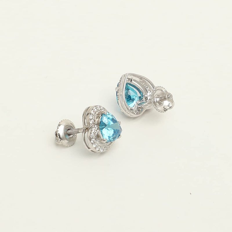 CLARA 925 Sterling Silver Sky Blue Heart Pendant Earring Chain Jewellery Set | Rhodium Plated, Swiss Zirconia | Gift for Women & Girls - Image 4