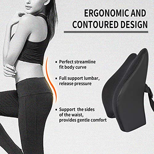 TISHIJIE Memory Foam Lumbar Support Pillow for Car - Back Support for Car Seat (Black) - Image 3