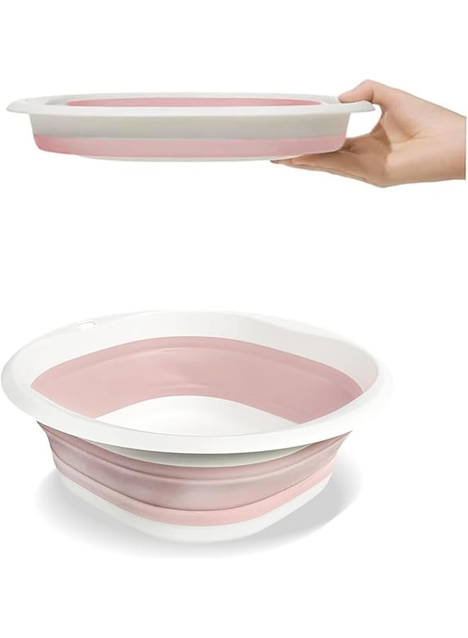 joyzzz Collapsible Dish Basin Outdoor Foldable Basin Plastic and Tpr Buckets Space Saving Multi function Use Portable Large Capacity Collapsible Sink for Vegetable Washing (Pink M size 32m) - Image 1