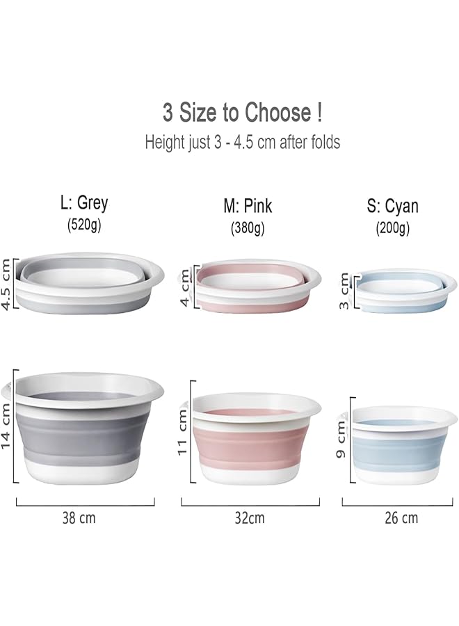 joyzzz Collapsible Dish Basin Outdoor Foldable Basin Plastic and Tpr Buckets Space Saving Multi function Use Portable Large Capacity Collapsible Sink for Vegetable Washing (Pink M size 32m) - Image 2