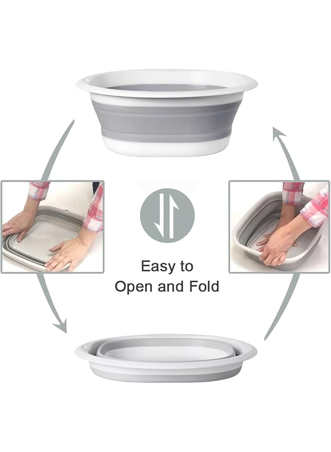 joyzzz Collapsible Dish Basin Outdoor Foldable Basin Plastic and Tpr Buckets Space Saving Multi function Use Portable Large Capacity Collapsible Sink for Vegetable Washing (Pink M size 32m) - Image 4