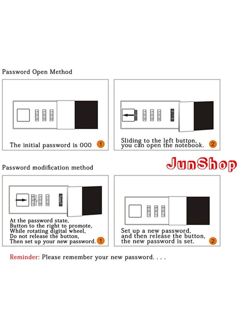 KASTWAVE Password Lock Diary Creative Cute Notebook Digital Lock Notepad A5 with Lock Hand Ledger Student Stationery for Writing Notes and Diary Gifts for Girls - Image 3