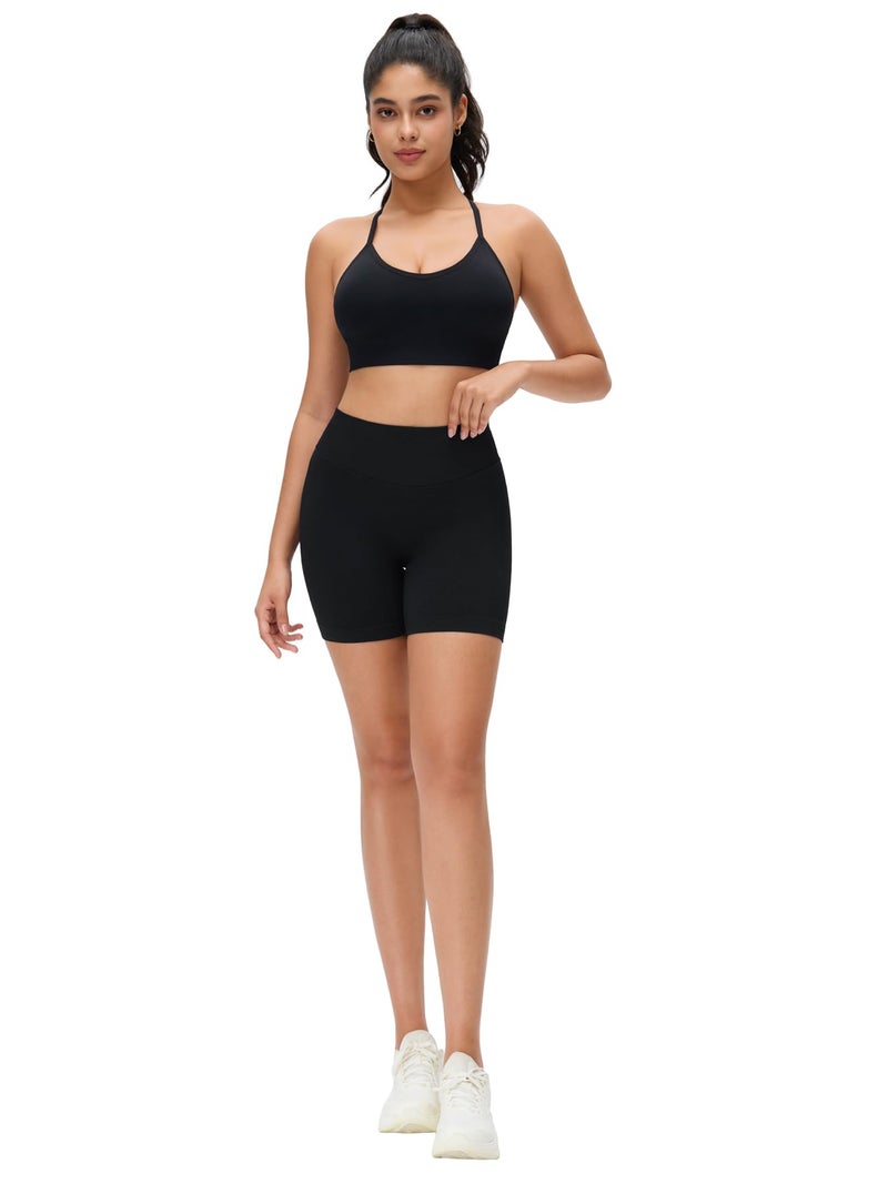 ULERSP Workout Gym Shorts Women 3Pack 5" Seamless Scrunch Butt Lifting Tummy Control Ruched Booty Yoga - Image 5