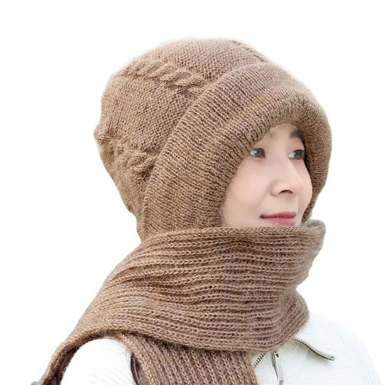 Richmen Winter Hooded Scarf Hat for Women Soft Knitted Beanie Hats Skull Pompom Cap for Ladies Winter 2 in 1 Scarfs Set for Girls Free Size - Image 2