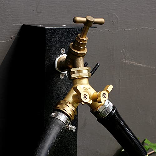 YELUN Garden Hose Splitter,2 Way Connector Heavy Duty Brass, Garden Faucet,Splitter for Outdoor Faucet, Hose y Splitter, Hose Bib Splitter, Adapter with Comfortable Grip Shut Off Valves 2Pcs - Image 4