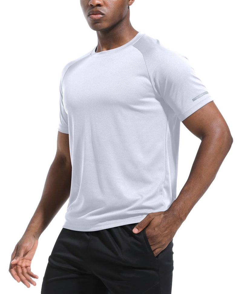 Boyzn Men's 3 Pack Workout Running Shirts, Dry Fit Moisture Wicking T-Shirts, Sports Gym Athletic Short Sleeve T Shirts for Men White-3P13-S - Image 2