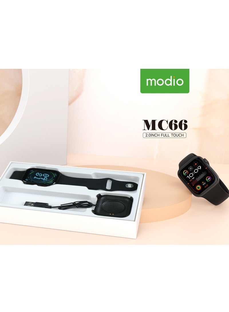modio Modio MC66 2.0-Inch Full Touch Display Smartwatch With Charging Cable Designed For Ladies and Gents Black - Image 3