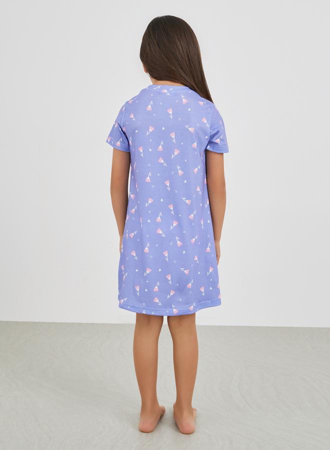 ستايلي فستان نوم قصير الأكمام بطبعات شاملة - Image 4