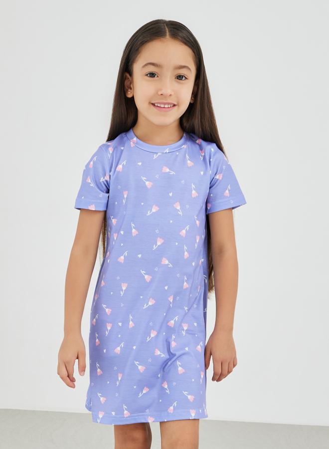 ستايلي فستان نوم قصير الأكمام بطبعات شاملة - Image 2