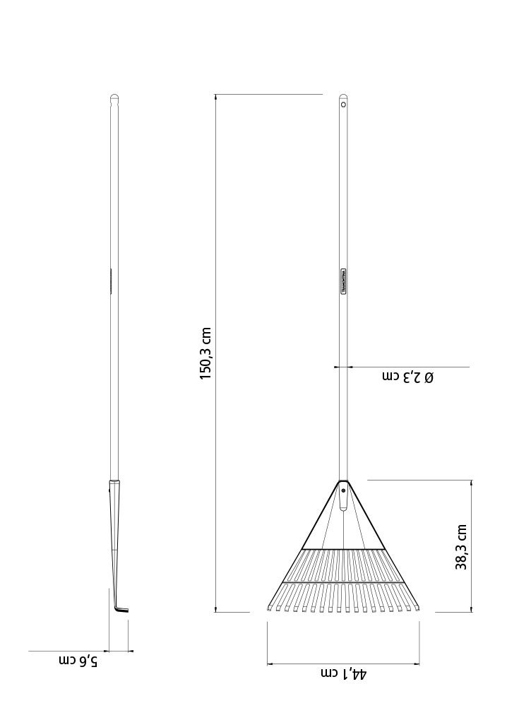 ترامونتينا مشكلة الحديقة السوداء من البلاستيك بـ 18 سنًّا ومقبض خشبي بطول 120 سم - Image 3