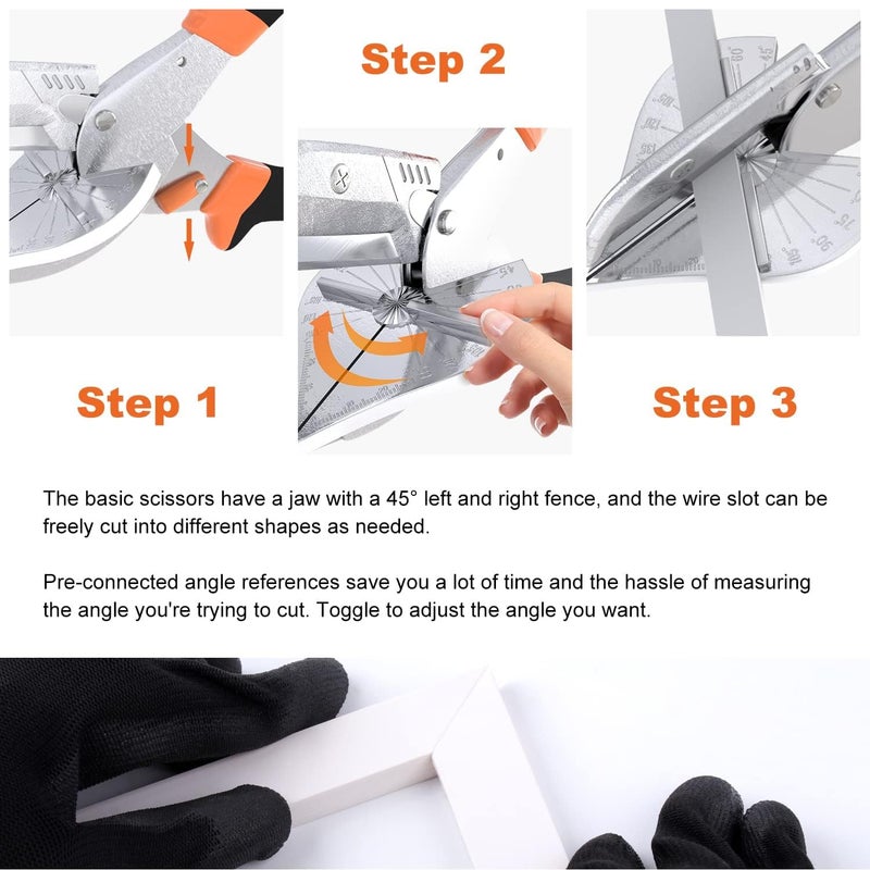 AS TOOLS SHOP Multi Angle Miter Shear Cutter Cuts 45 to 135 Degree Miter Snips Cutting Tool Hand Tools for Cutting Soft Wood Plastic PVC - Image 5