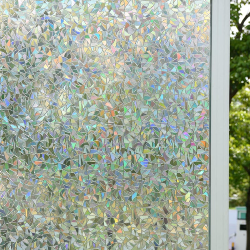 WAENLIR Rainbow Window Film Privacy Film for Glass Windows 3D Stained Glass Decorative Window Stickers for Glass Privacy Static Cling Window Vinyl Rainbow Film