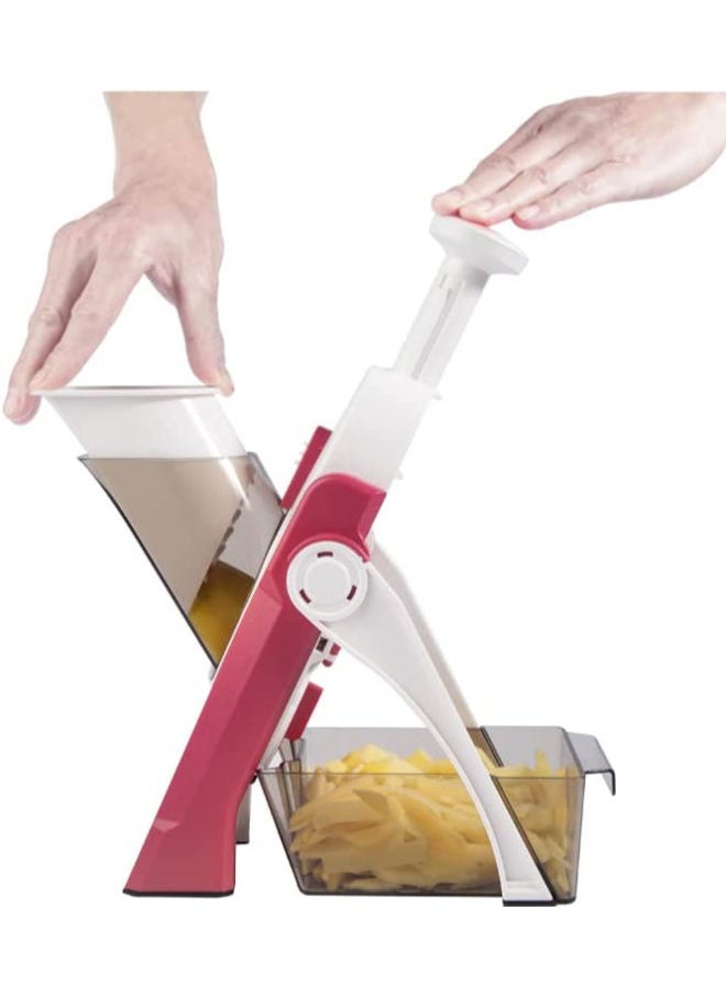 Vegetable Slicer Adjustable Thickness Potato Onion Chopper Safe Upright Dicer Kithch Cooking Tool (Red)