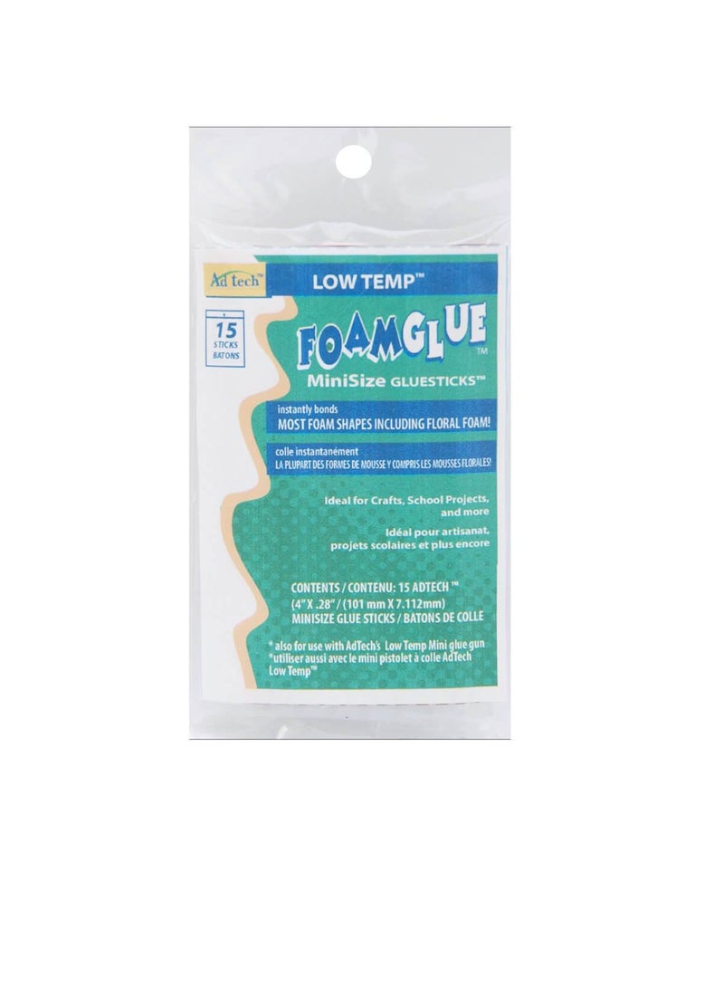 Ad-Tech Low-Temp Foam Mini Glue Sticks .28in x 4in 15pc - Image 1