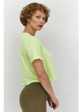 Reebok Women Sportswear Fit Identity Crop Top, Yellow Green  - Image 2