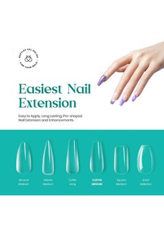 beetles Gel Polish Beetles Gel Nail Kit Nail Tips 500Pcs Medium Coffin Pre Shaped Clear Full Cover False Nails for Gel Art Polish Soak Off Lamp Easy Nail Extensions Acrylic False Press on Nail Tips  - Image 2